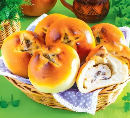 Фото Мешочки с курицей и грибами
