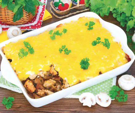 Фото Запеканка с шампиньонами и курицей
