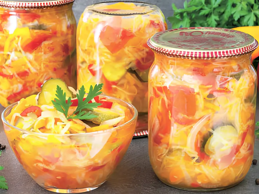 Фото готового рецепта Огуречный салат с капустой