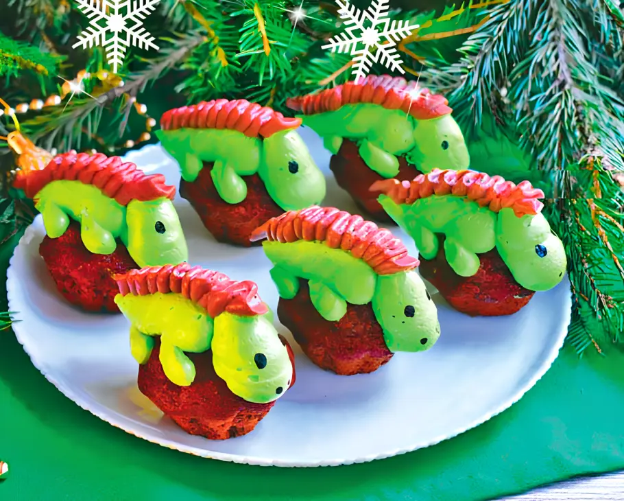 Фото готового рецепта Кекс «Динозаврики»