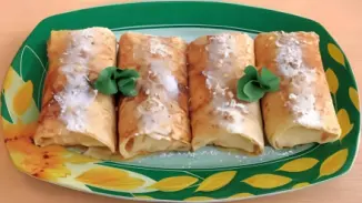 Рецепт Блины с яблоками и грецкими орехами