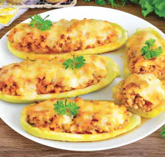 Рецепт Фаршированные кабачки с мясом и сырной корочкой