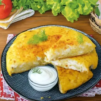 Рецепт Картофельный пирог с курицей на сковороде