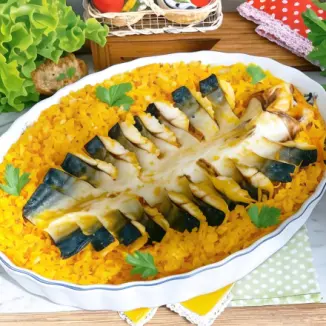 Рецепт Скумбрия, запечённая с булгуром и овощами
