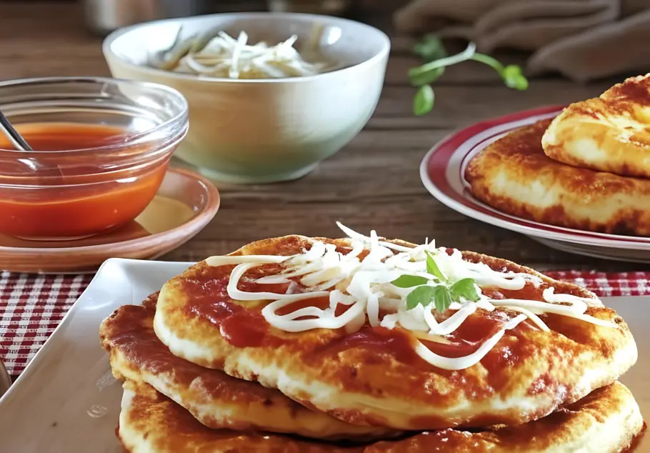 Фото готового рецепта Картофельные лепёшки с чесночным соусом и сыром