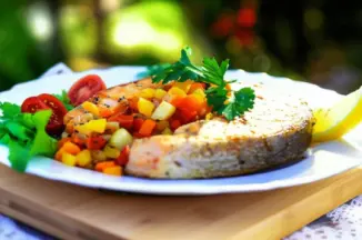 Рецепт Кета, запечённая с овощами