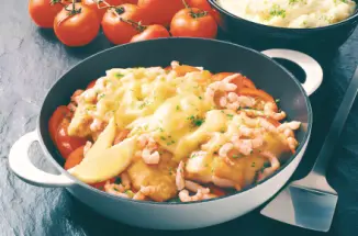 Рецепт Рыбное филе с креветками и сыром