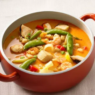 Рецепт Лапша с морепродуктами и овощами в сливочном соусе
