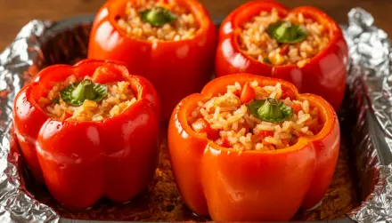 Фото Фаршированные перцы по-болгарски с рисом и овощами