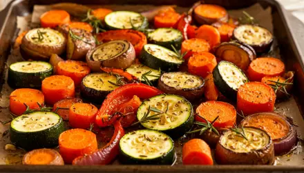 Фото Запечённые овощи с розмарином и чесноком