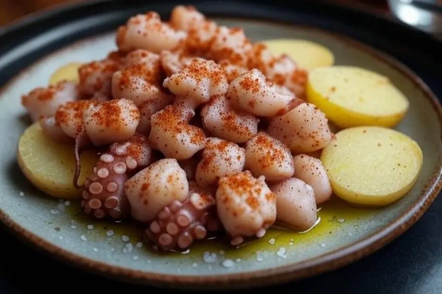 Фото готового рецепта Осьминог по-галисийски с копчёной паприкой и оливковым маслом