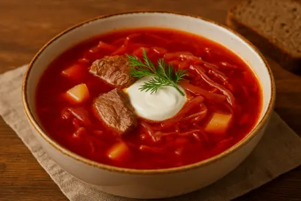 Фото Красный борщ с мясом