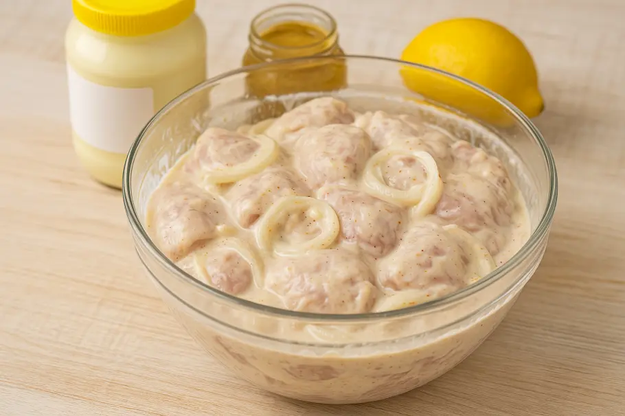 Фото готового рецепта Маринад для куриного шашлыка с майонезом