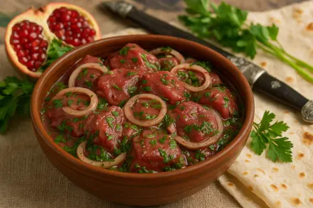 Фото Маринад для шашлыка из баранины с гранатовым соком и луком