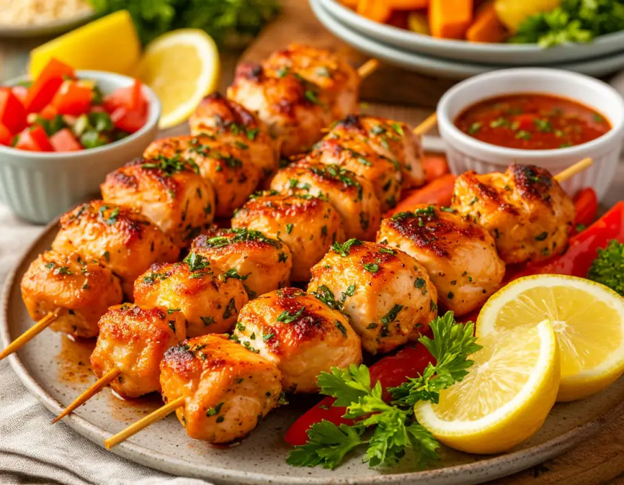 Фото готового рецепта Шашлык из курицы в кефире с карри и чесноком