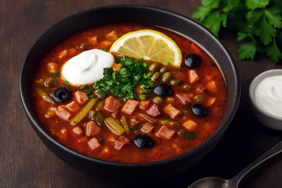 Фото готового рецепта Солянка сборная мясная с копченостями