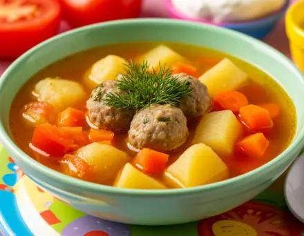Фото Суп с фрикадельками и овощами