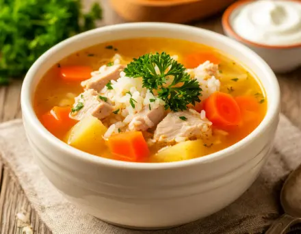 Фото Суп с индейкой и рисом