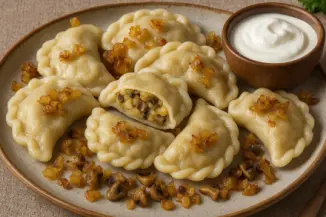 Изображение рецепта Вареники с картошкой и грибами