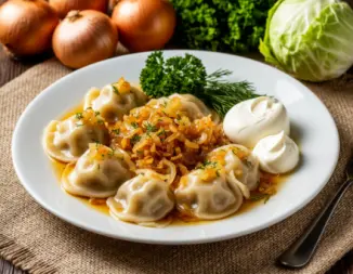 Изображение рецепта Вареники с капустой и жареным луком