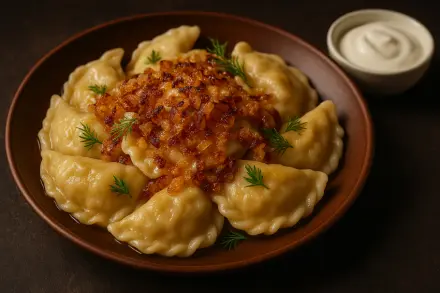 Фото Вареники с картошкой и жареным луком