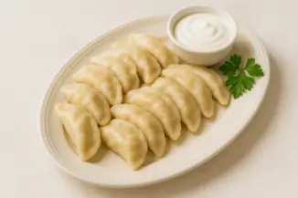 Изображение рецепта Вареники с капустой и жареным луком