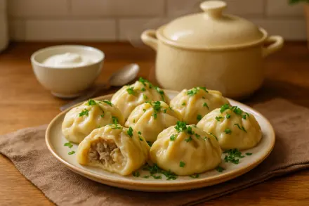 Фото Манты с мясом и картошкой - сочные и ароматные