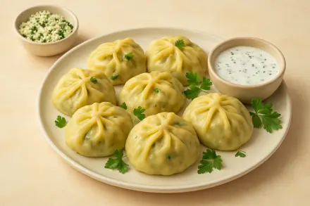 Фото Манты с сыром и зеленью