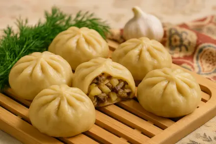 Фото Манты с картофелем и грибами - сытный постный вариант