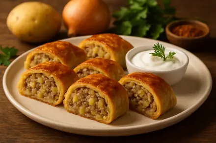 Фото Ленивые манты с мясом и картофелем