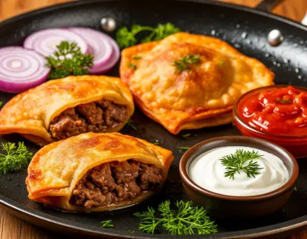 Фото Манты на сковороде с говядиной и луком