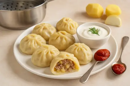Фото Манты без мантоварки с говядиной и картофелем