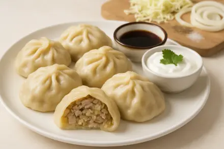 Фото Домашние манты с мясом и капустой