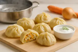 Изображение рецепта Манты без мантоварки с курицей и морковью