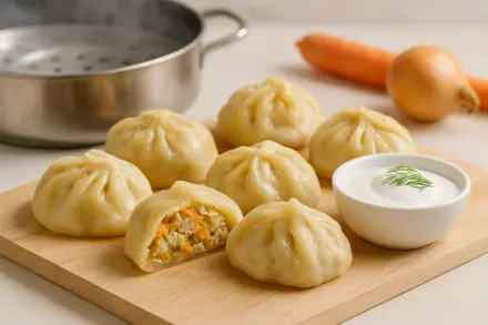 Фото Манты без мантоварки с курицей и морковью