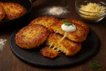 Фото Драники с сыром и луком - хрустящие и нежные