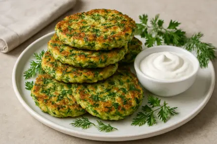 Фото Драники с кабачком и зеленью