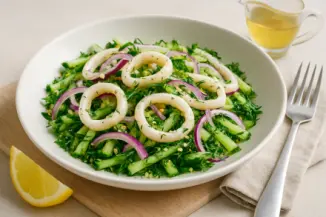 Изображение рецепта Салат с кальмарами и огурцом