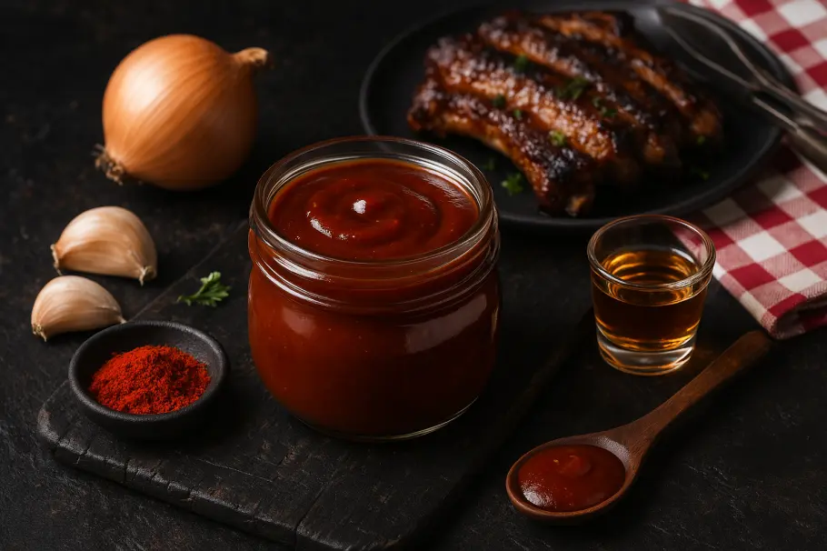 Фото готового рецепта Американский соус Барбекю с копченым вкусом и бурбоном