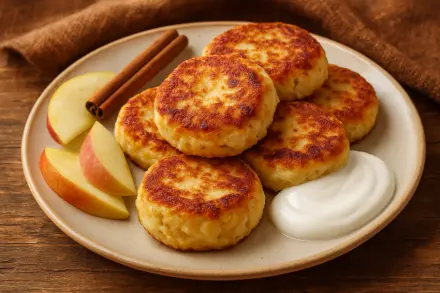 Фото Сырники с яблоком и корицей