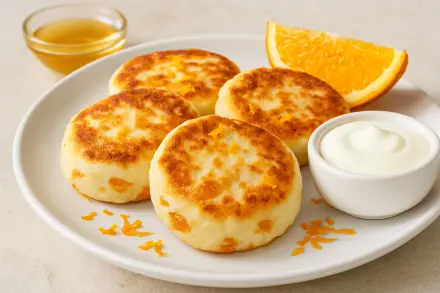 Фото Сырники с курагой и апельсиновой цедрой