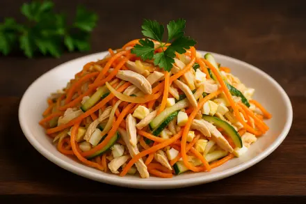 Фото Салат с корейской морковью и курицей