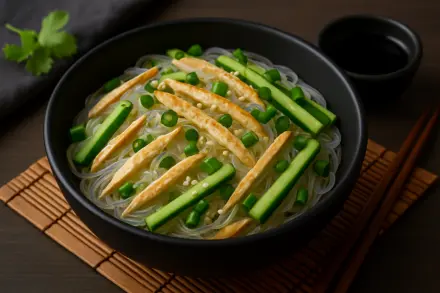 Фото Салат с фунчозой и курицей