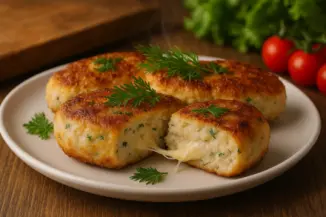 Изображение рецепта Сочные куриные котлеты с сыром и зеленью