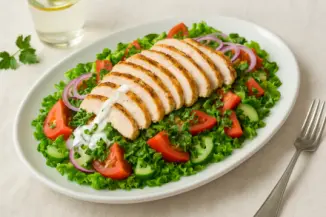 Изображение рецепта Летний праздничный салат с курицей и помидорами