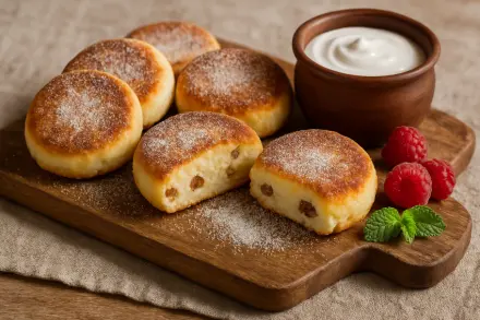 Фото Сырники с изюмом