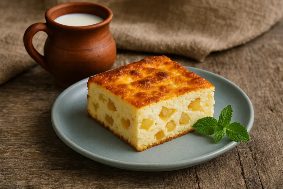Фото готового рецепта Творожная запеканка с яблоками