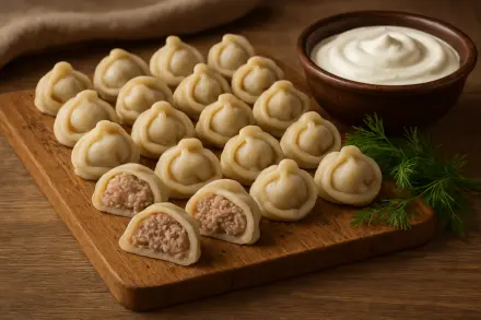 Фото Домашние пельмени с мясной начинкой