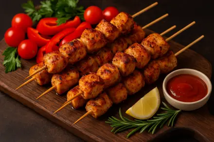 Фото Куриные шашлычки на шпажках в духовке