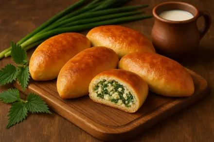 Фото Пирожки с адыгейским сыром и зеленью